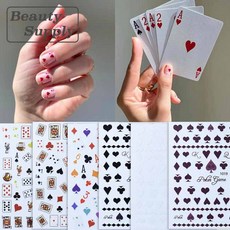 S225 포커게임 트럼프 네일아트 데코 스티커 6종, #01-1018, 1개