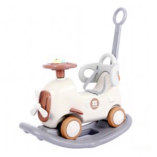 ZHIDUOBAO 兒童飛機造型搖搖馬，多功能滑行搖擺車，安全防側翻設計，環保材質, 卡其色 音樂搖搖馬, 1個