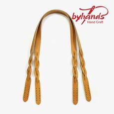 바이핸즈 꽈배기 통가죽 가방손잡이 토트 숄더 뜨개가방용, 1개, 머스터드 1쌍, 60cm