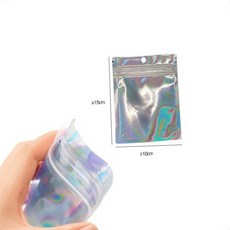 간식 매장 화장품 상품 포장 홀로그램 투명 지퍼백 10x15CM