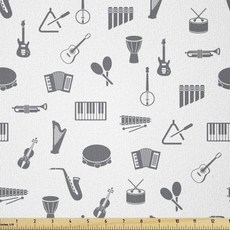 1야드 루나러블 뮤지컬 패브릭 팬플루트 마라카스 아코디언 하프 기타 탬버린 의류 재봉 예술 공예용 스트레치 니트 5야드 차콜 그레이 화이트 2075120, 1 Yard, Charcoal Grey and White