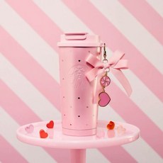 MD 스위트 발렌타인데이 리본 에디션 러블리 싸이렌 하트 핑크, 1개, J. 480ml 스위트 스타 푸푸 덕 스테인레스 스틸