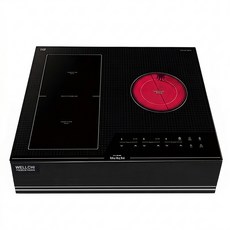 [기사방문 무료설치] 웰치 인덕션 3구 KR-CI3700N 전기렌지 빌트인 매립형 전기쿡탑 추천 가정용 원룸 기숙사 오피스텔 펜션 이동형 분리형 케이스 프리스탠딩 주방가전, 웰치 KR-CHB350N+블랙케이스(15cm)