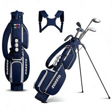 연습 및 범위를 위한 골프 스탠드 백 스탠드가 있는 경량 골프 휴대용 가방 5개의 포켓이 있는 휴대용 골프 클럽 가방 이중 조절 가능한 어깨 스트랩 볼 및 티 홀더 6, 블루