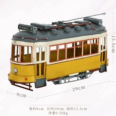 아메리칸 빈티지 버스 트램 레트로 모형 장식 거실 탁자 침실 장식 선물, 포르투갈 리스본의 노란 전차, 1개