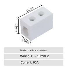 1입력 세라믹 배선 단자 블록 고온 저항 포스트 250V 구리, 가지고 다닐 수 있는, 02 60A 1 In 1 Out