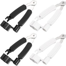 메카니시티 4개 세트 검은색+흰색 기타 줄 감기기 커터 핀 풀러 3in1 다기능 유지보수 도구 피그 베이스 만돌린 우쿨렐레