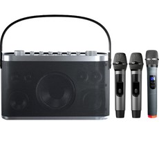 大聲公 震將型重低音無線行動音箱，附三支麥克風，支援伴唱升降KEY，HiFi多聲道立體音效, 震將型重低音無線式多功能行動音箱