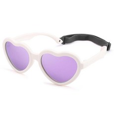 LIU·WEN 만 2-8세 유아 여아용 아동용 하트 선글라스 - 편광 TPEE 고무 유연한 쉐이드 A1 핑크 프레임 / 핑크 미러 렌즈