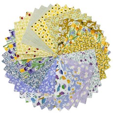 [ 1247531 ] 빈티지 꽃무늬 프리컷 원단 사각형 25.4 x 25.4cm(10 10인치) 퍼플 옐로우 레이어 케이크 퀼팅 25.4cm(10인치) 바느질 DIY 패치워, 노란색 보라색