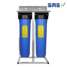 日月光淨水 台製20吋大胖二道全戶式濾水器 含不鏽鋼吊架 內附濾心 DIY 水塔過濾器 全戶過濾器 除泥沙去氯軟水, 1個
