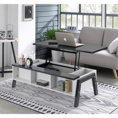 손끼임방지 이중 리프트 설계로 안전한 소파테이블 / 높이조절 키높은 좌식, 03.로카_화이트블랙