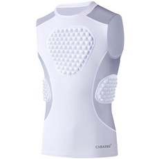 Cabasse 청소년 패딩 보호 셔츠 가슴 늑골 보호대 하트 가드 흉골 셔츠 축구 페인트볼 야구용 화이트+ 그레이 스몰 450661, 흰색/회색