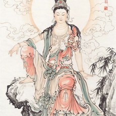 불교 그림 족자 관음상 화려한 탱화 대형 초상화, 싱글페인팅하트50.6x100cm, 정종원 관세음보살, 아트 패브릭 하트 액자없음