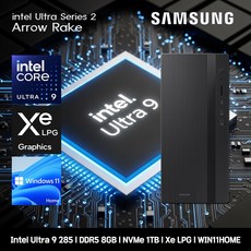 삼성 데스크탑 코어 울트라9 고사양 컴퓨터 DM500THA-U9ABT-WIN11 Ultra9-285 8GB SSD1TB Xe LPG, 미들타워, 블랙