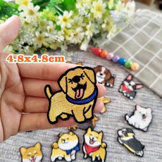 皮卡布 柴犬刺繡布貼 熨燙貼 狗 徽章, 1個, 16號奇努克犬,熱熔膠