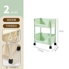 2層米白 小推車置物架 多層可移動收納架 附掛鉤萬向輪, 2層綠色送掛鉤萬向輪 - 小推車置物架, 1套
