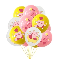 올스토어 핫카와이 스타 커비 생일 파티 칼 붙이 접시 일회 배너 케이크 토퍼 매달려 깃발 ‌ 풍선 장식, 12 Balloon 18pcs