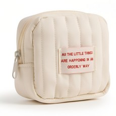 보네아 아이보리 미니 화장품 생리대 감성파우치 따뜻한 누빔 레터링 디자인