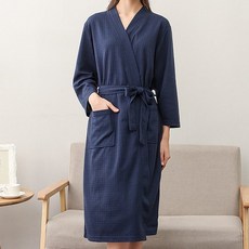 딜라이트홈 흡수력좋은 부들 와플 프리미엄 호텔 샤워가운, 1개, 네이비 여성용