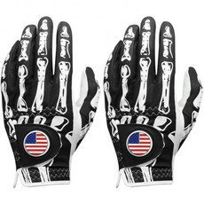 FINGER TEN 핑거 텐 골프 글러브 남성 오른손 골퍼 왼손 볼 마커 2팩 가죽 통기성 편안한 그립 사이즈 스몰 미디엄 M 라지, 검정과 뼈