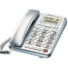 台灣三洋TEL-857 來電顯示有線電話機 來電超大鈴聲 超大字鍵 單鍵記憶 紅色/銀色可選, TEL-857銀色款