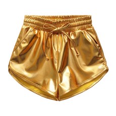 [ 1190250 ] 올마인걸 여아용 메탈릭 반바지 샤이니 핫팬츠 컬러풀 스파클리 댄스 만 4~13세용 골드, [ 1190250 ] 올마인걸 여아용 메탈릭 반바지 샤