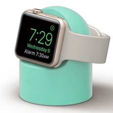 Apple Watch 充電座 適用 1-9 代與 SE 系列 多尺寸通用, 1個, 薄荷綠, 薄荷綠