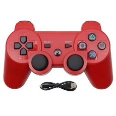 플레이스테이션3/PS3/PC/안드로이드용 무선 컨트롤러 리모컨 게임패드 6축 자이로 조이스틱 듀얼 진동 모, 04 red