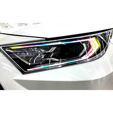 小馬汽車工坊 TOYOTA RAV4 五代/5.5代 有色透明車燈眉 DIY燈眉貼，個性化車燈裝飾，提升外觀質感, 1個, 5代_油電版_燒鈦色