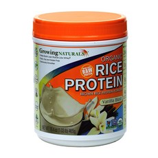 Growing NATURALS 無麩質素食糙米蛋白粉 香草味, 1個, 465克