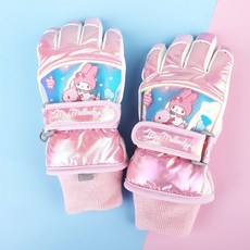 산리오 마이멜로디 아동스키장갑 어린이 초등 키즈 방한 눈썰매 스노우보드 생활방수 겨울 패딩 두꺼운 따뜻한 겨울용 손가락 장갑 조카 크리스마스 선물