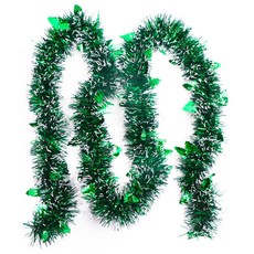 【熱銷Top1-限時下殺】 聖誕節裝飾彩條【可開】藤條 裝飾燈串 雪花毛條 彩條彩帶拉花 聖誕樹掛飾 櫥窗場景佈置 晚會, 墨綠白邊—綠蝴蝶【1.8米】, 1個