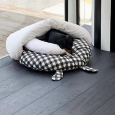 샐리스하우스 강아지 숙면 심리안정 베개, 1개, 화이트체크귀