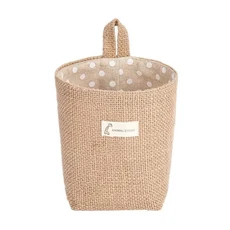 북유럽 스타일 미니 소형 소형 걸이 벽 포켓 보관 바구니 자루 잡화 화장품 면 리넨 장난감 가방, 01 G278 Yellow dots, 01 G278 Yellow dots