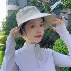 여성용 등산모자 경량 통기성 사파리 챙모자, 베이지