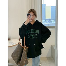 임부 긴팔 맨투맨 봄 가을 넉넉한 핏 후드티셔츠 캐주얼 스타일 편안한 면 소재 JS