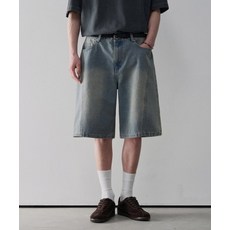 [아워데이즈] 웨이비 커브드 버뮤다 데님 팬츠 [LIGHT BLUE]