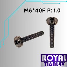 【瘋螺絲】ROYAL 鈦合金螺絲 M6*40F P:1.0 飛碟頭螺絲 64鈦/正鈦 出貨附發票 帝王黑, 1個