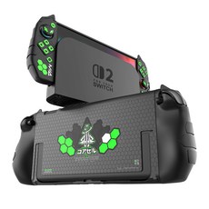 이이네 네온 베놈 닌텐도 스위치2 케이스 세트 Switch2 풀커버 스위치 독 호환 PC+실리콘 보호 케이스, 1세트, 블랙-그린, L1235