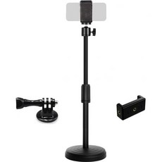 웹캠 스탠드 및 휴대폰 거치대 높이 조절 가능 책상용 카메라 마운트 로지텍 C920 C922 C925e C930e용 14인치 나사식 데스크탑 삼각대 라이브 스트리밍 영상 회의