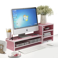 Xiaojiangcai 데스크톱 컴퓨터 조립식 선반 모니터받침대, 핑크