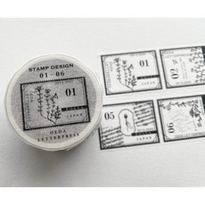莫莫日貨 大枝活版室 紙膠帶 和紙膠帶 - 月份數字郵票 (共2款) 日本原創 手帳裝飾 DIY素材, 1個, 01.郵票01-06