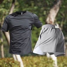 男士運動套裝 夏季速乾短袖T恤馬拉松短褲訓練服