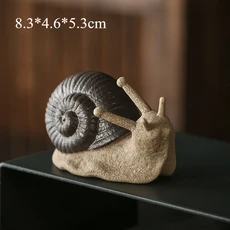 세라믹 수제 작은 달팽이 차 장식품 미니 시뮬레이션 동물 홈 데코 테이블 꽃 미미 펫 젠 데스크 장식, 04 C big