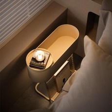 침대협탁 수납형 철제 틈새 사이드테이블 소파옆 테이블 거실선반 틈새수납 모던협탁, 1개, 크림색 중형 55x55x25 바퀴형