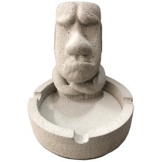 曙muse 不開心摩艾風化水泥煙灰缸，獨特造型水泥煙灰缸，桌面藝術品，療癒系煙灰缸, 水泥灰, 1個