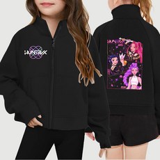 兒童秋季外套 新款獵魔女團kpop demon hunters印花時尚兒童開衫立領外套randalldouglas934