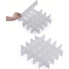 양말 속옷 메이크업 주방 서랍장을 42팩 조절식 서랍 정리함 막이, White, 12.6 inches
