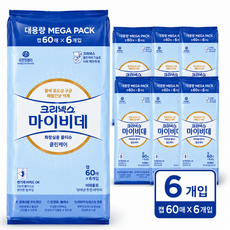 마이비데 캡형 화장실물티슈 60매입 6팩 크리넥스 물티슈, 6개, 60매, 143g